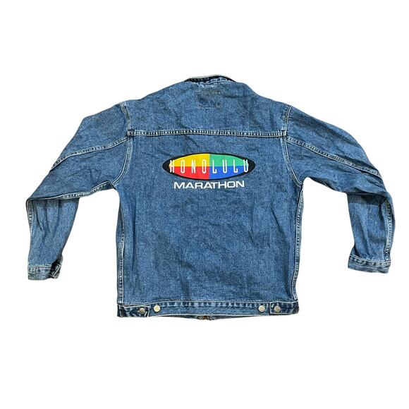 Vintage 90s Honolulu Marathon Denim Jacket Small - Picture 3 of 4